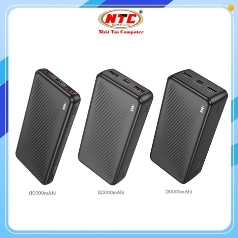 Pin dự phòng Borofone BJ56 10000mAh / BJ56A 20000mAh / BJ56B 30000mAh 2 cổng USB QC 3.0 22.5W và TypeC PD 20W (Đen)