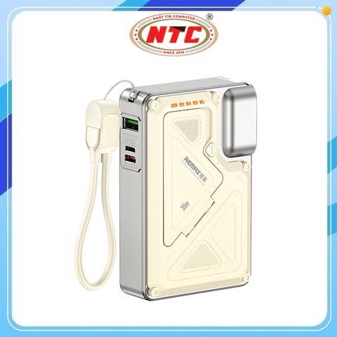 Pin dự phòng Không dây Remax CP-16 10000mAh Wireless 15W, TypeC và iPh PD 35W, USB-A 22.5W, Có phích cắm AC (Trắng)