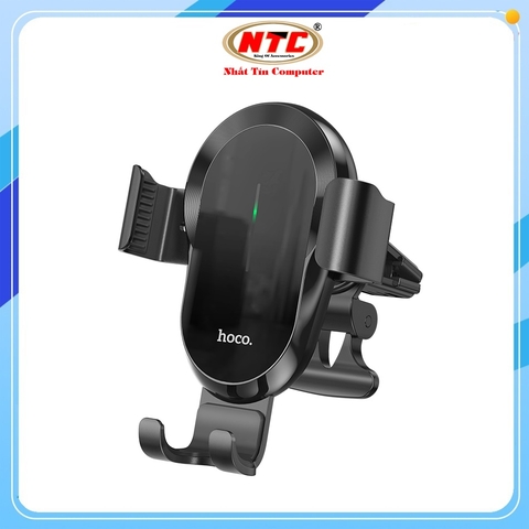 Giá đỡ kẹp điện thoại trên ô tô, xe hơi kiêm Sạc không dây Hoco CA105 Gắn trên lọc gió (Đen)