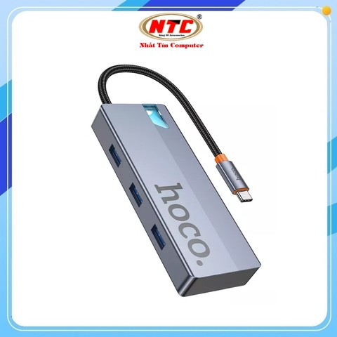 Bộ chuyển đổi đa chức năng 5in1 Hoco HB50 hỗ trợ HDTV/HDMI + TypeC PD + USB 3.0 * 3 (Xám)