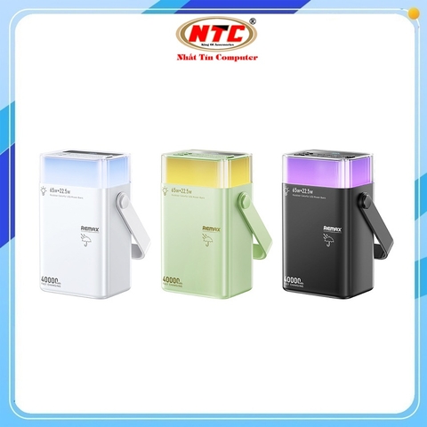 Pin dự phòng Remax FP-3 40000mAh 2 cổng TypeC PD In / Out 65W , 2 USB-A Out 22.5W, Đèn Led đa màu