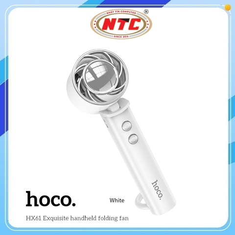 Quạt tích điện cầm tay Hoco HX61 3 mức gió, Pin 1200mAh, Thiết kế nhỏ gọn (Trắng)