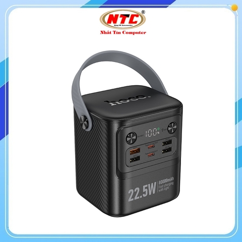 Pin dự phòng Hoco J152 80000mAh 2 cổng TypeC PD & 4 cổng USB-A max 22.5W, Đèn led siêu sáng, Thiết kế gọn (Đen)