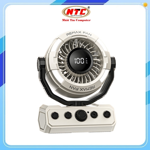 Quạt tích điện Siêu mát Remax RS-ZF09 Pin khủng 20.000mAh, Xoay 180 độ, Hẹn giờ, 100 Mức Gió (Khaki)