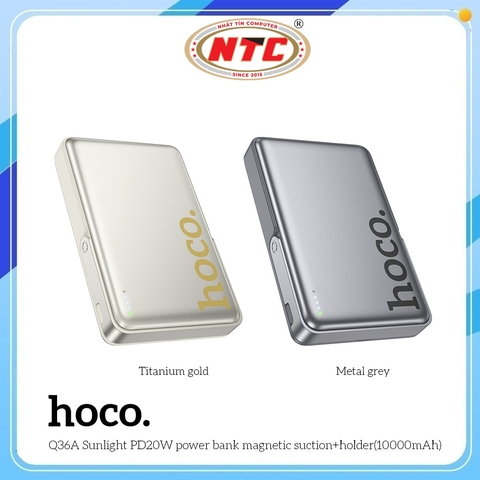 Pin dự phòng không dây Hoco Q36A 10000mAh Wireless Charge 15W, TypeC PD 20W, Kiêm giá đỡ