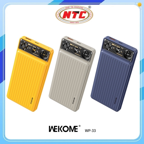 Pin dự phòng WEKOME WP-33 10000mAh USB-A QC 3.0 22.5W, TypeC PD 20W
