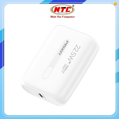 Pin dự phòng mini Pisen TS-D330 10.000mAh lõi pin Li-ion 21700 USB-A QC 3.0 22.5W và TypeC PD 20W (Trắng)