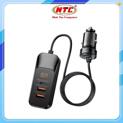 Củ sạc nhanh ô tô / xe hơi 4 cổng Remax RCC-355 max 120W, 2 USB-A & 2 TypeC PD 30W (Đen)