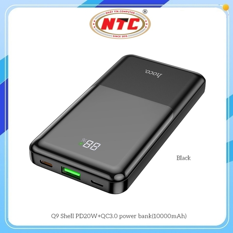 Pin Dự Phòng Hoco Q9 10000mAh hỗ trợ USB-A QC 3.0 18W & TypeC PD out 20W, Thiết kế mỏng gọn (Đen)