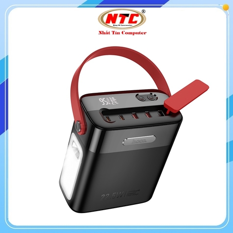 Pin dự phòng Hoco J143 80.000mAh 2 cổng TypeC PD & 3 cổng USB, Đèn led siêu sáng (Đen)