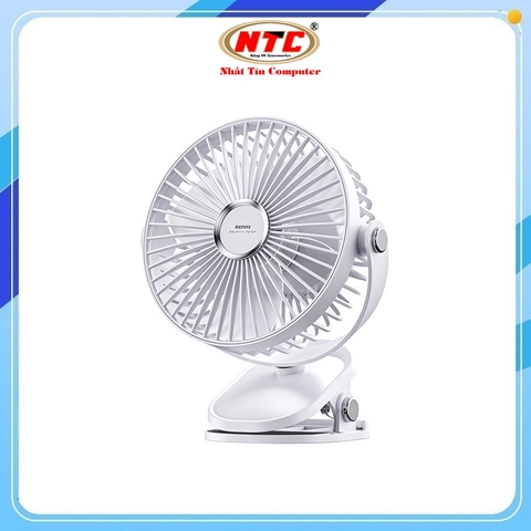 Quạt sạc tích điện Remax F41 Dùng để bàn, kẹp hoặc treo, Pin 1200mAh, 4 chế độ gió, Xoay 720 độ (Trắng)