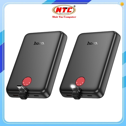 Pin sạc dự phòng không dây Hoco J133A 10000mAh Wireless Charge 15W, TypeC PD 20W, Tích hợp cáp TypeC or Lightning (Đen)