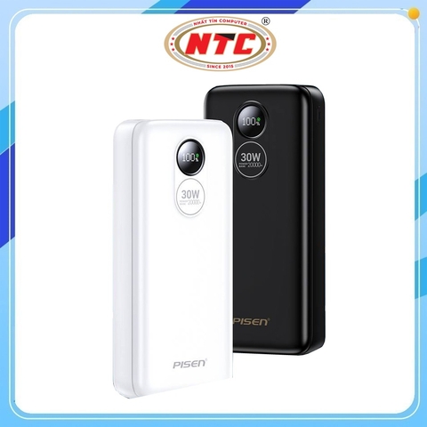 Pin dự phòng sạc siêu nhanh Pisen TP-D090 20000mAh hỗ trợ 2 cổng USB 22.5W và 1 cổng typec in/out PD 30W (Đen)
