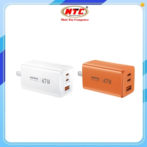 Củ sạc nhanh 3 cổng REMAX CA02 (ACC67W) GaN, TypeC PD / PPS 67W, USB-A QC3.0 22.5W, Chân US