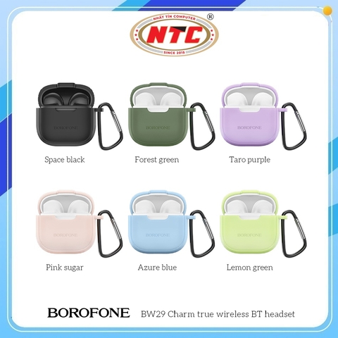 Tai nghe True Wireless Borofone BW29 Bluetooth V5.3, Pin 4H, Kèm vỏ Silicon