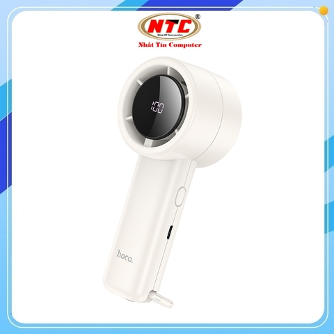 Quạt tích điện cầm tay Hoco HX63 3 mức gió, Pin 2000mAh, Thiết kế nhỏ gọn (Trắng)