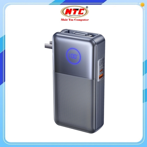 Pin dự phòng REMAX CP-17 20000mAh TypeC PD In/Out 65W, USB-A 22.5W, Kèm cáp rút TypeC, Chân cắm AC chuẩn US (Xám)
