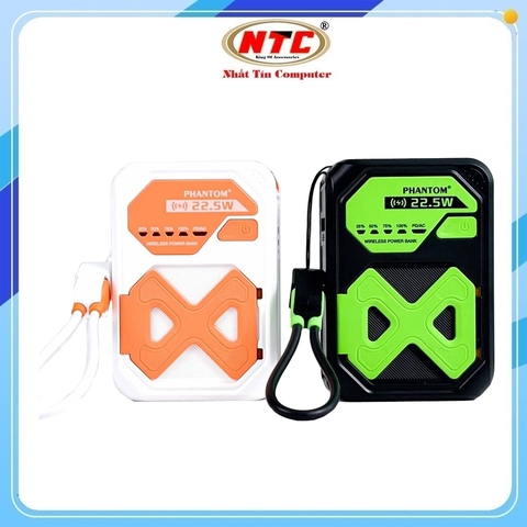 Pin dự phòng không dây Phantom P40 10000mAh sạc Wireless 15W / TypeC LN in 18W, out 20W, có phích cắm sạc