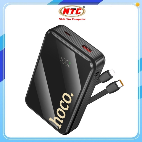 Pin dự phòng Hoco Q37A 20000mAh TypeC PD 20W, USB-A QC 22.5W, kèm cáp TypeC và LN, Màn hình LCD (Đen)