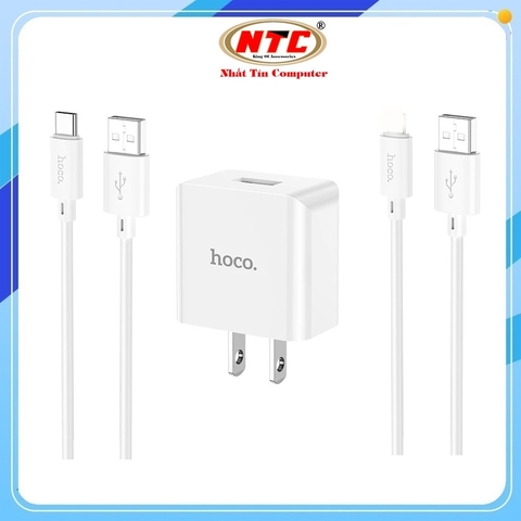 Bộ sạc Hoco C106 cổng TypeC / Lightning dài 1M, 2.1A (Trắng)