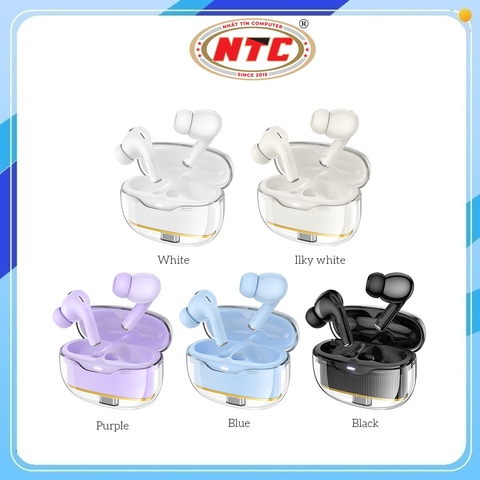 Tai Nghe Bluetooth TWS Hoco EW52 V5.3, Pin 4H, Case thiết kế trong suốt