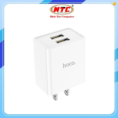Củ sạc 2 cổng USB-A Hoco C89 2.1A, công suất 10.5W (Trắng)