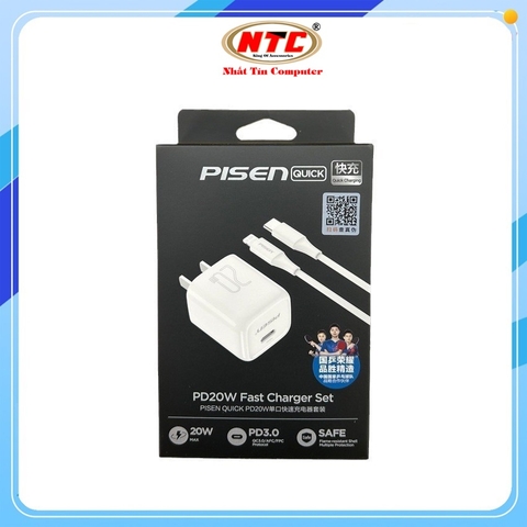 Bộ sạc Pisen QUICK TS-C173 TypeC to Lightning 20W hỗ trợ PD3.0 / AFC / FCP / QC3.0 / Apple2.4A (Trắng)