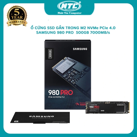 Ổ cứng SSD Samsung 980 Pro 500GB M.2 PCIe Gen 4.0 x4 NVMe V-NAND 2280 MZ-V8P500BW (Đen)