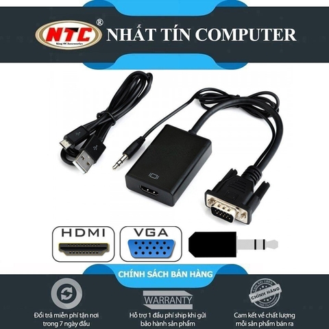 Cáp chuyển đổi VGA sang HDMI BX-032 - hỗ trợ FullHD 1080P (đen)