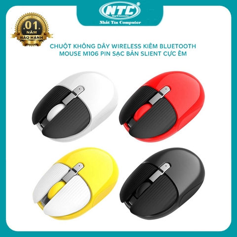 Chuột không dây wireless kiêm bluetooth M106 pin sạc - phiên bản Silent không tiếng click (5 MÀU)