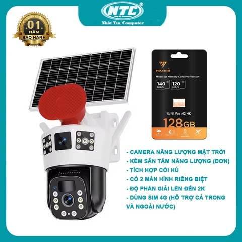 Camera dùng sim 4G kèm tấm pin đơn năng lượng Vstarcam BG71TR (IP-QD3-III-W4G-7W) - 2 màn hình phân giải 2K