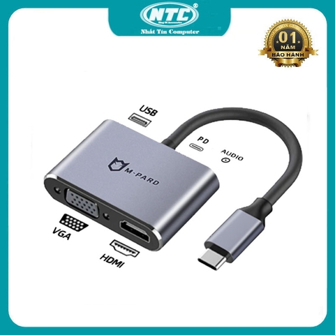 Bộ hub đa năng 5 in 1 M-PARD MD042 từ TypeC sang HDMI + VGA + Audio + PD + USB - phân giải đến 4K