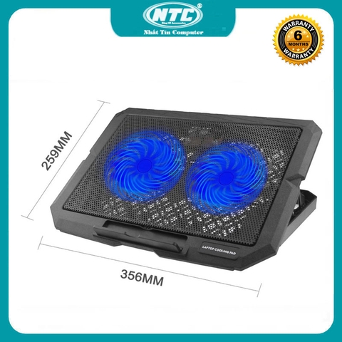 Đế tản nhiệt laptop Cooling Pad X3 có 2 Fan lớn phù hợp máy 17in trở xuống - tích hợp đèn led quạt
