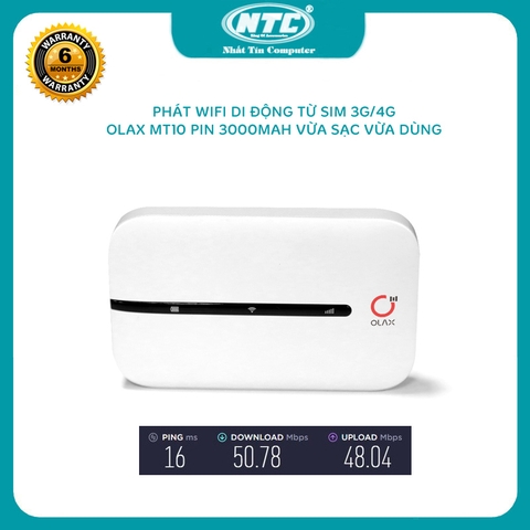 Phát wifi từ sim 3G/4G OLAX MT10 pin 3000mah - Hỗ trợ vừa sạc vừa dùng (trắng)