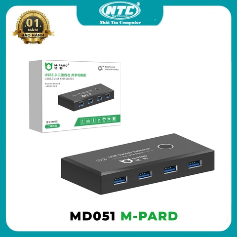 Bộ Switch KVM USB 3.0 M-PARD MD051 chia sẻ các thiết bị ngoại vi giữa 2 máy tính với nhau (2 vào 4 ra)