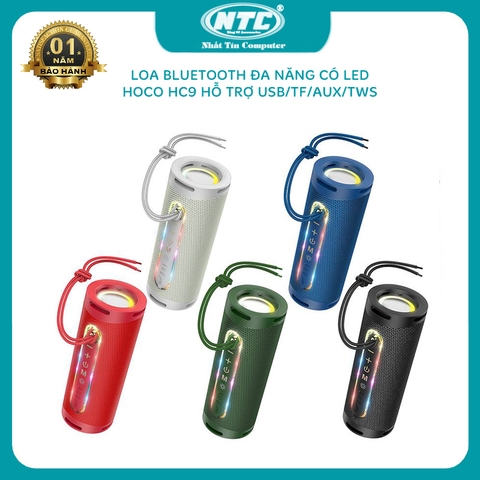Loa bluetooth di động ngoài trời Hoco HC9 10W đèn led tuỳ chỉnh - hỗ trợ USB/TF/AUX/TWS (MÀU NGẪU NHIÊN)