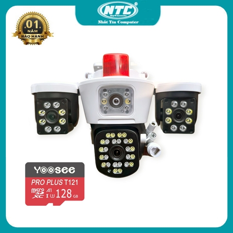 Camera ngoài trời IP wifi PTZ Yoosee W950 4 mắt 3 màn hình phân giải 1920P x 3240 FullHD+ 2 Râu - led trợ sáng led hồng ngoại (4 phân loại)