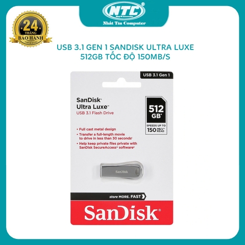 USB 3.1 SanDisk Ultra Luxe CZ74 512GB tốc độ 150MB/s (Bạc)