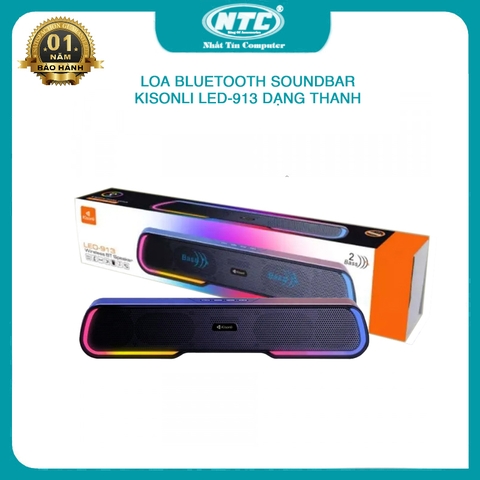 Loa bluetooth soundbar Kisonli LED-913 led RGB - tích hợp 2 BASS cực mạnh (nhiều màu)