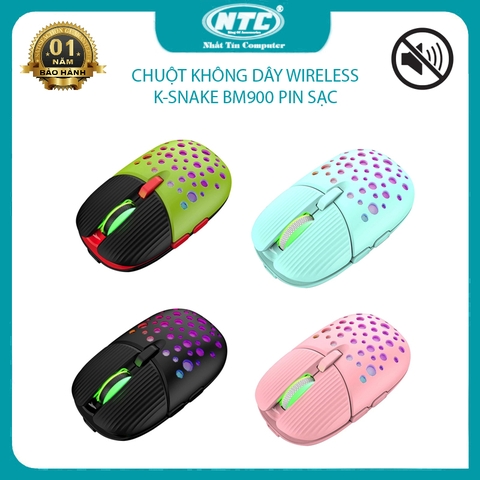 Chuột không dây Wireless K-Snake BM900 pin sạc kiểu dáng bọ cánh cứng - phiên bản Silent không tiếng click (4 MÀU TUỲ CHỌN)