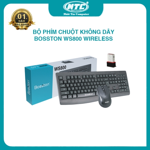 Bộ phím chuột không dây wireless Bosston WS800 - siêu tiết kiệm pin (Đen)