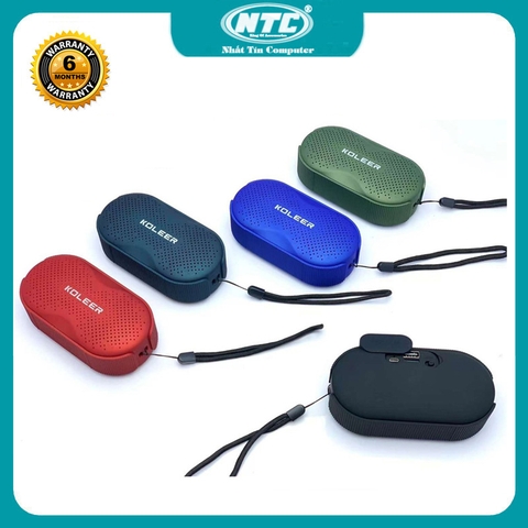 Loa mini bluetooth Koleer S39 bass mạnh có dây đeo - chức năng USB/ TF /FM /thoại rãnh tay (màu random)