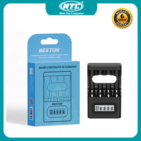 Box sạc thông minh tự ngắt 4 khe Beston M9501 sạc được cả Ni-MH 1.2V và Li-ion 1.5V chuẩn AA/AAA