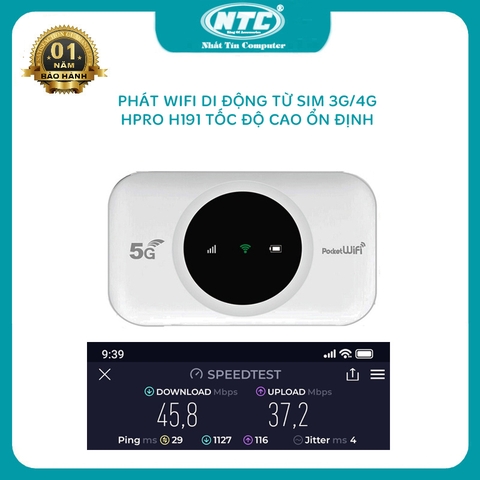 Phát wifi từ sim 4G LTE Hpro H191 sóng cực mạnh - Hỗ trợ vừa sạc vừa dùng (trắng)