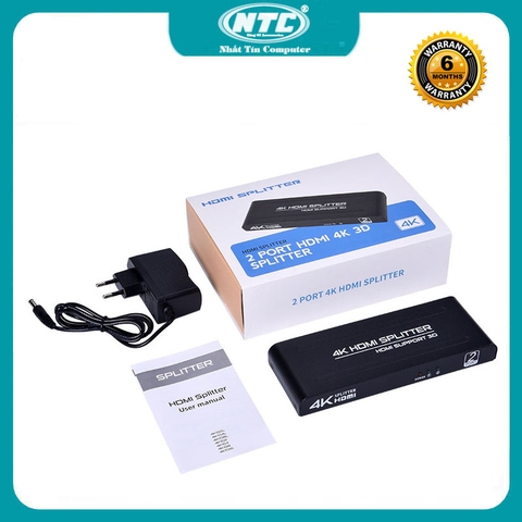 Thiết bị chia cổng HDMI từ 1 ra 2 FJGEAR FJ-4K102 hỗ trợ video 2K/4K/3D - chia 2 màn hình (Đen)
