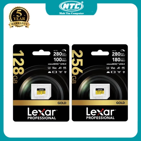 Thẻ nhớ MicroSDXC Lexar GOLD 128GB / 256GB A1 V60 U3 4K UHS-II tốc độ đọc 280MB/s ghi 180MB/s (gold)