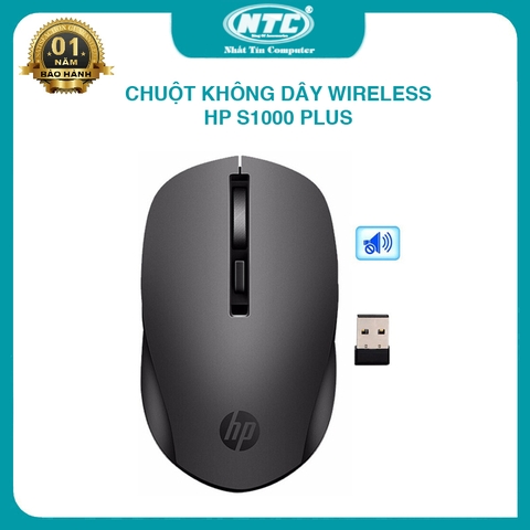 Chuột không dây wireless HP S1000 Plus silent click không âm thanh - con lăn hợp kim cực đẹp (Đen)