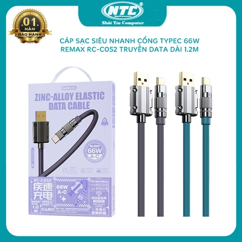 Cáp sạc siêu nhanh typeC Remax RC-C052 hỗ trợ 66W có led báo sạc - dây dài 1.2m (nhiều màu)