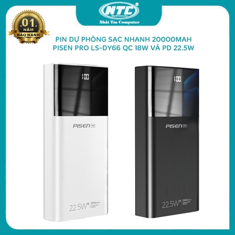 Pin dự phòng sạc nhanh PISEN PRO LS-DY66 dung lượng 20000mAh - Hỗ trợ QC 3.0 22.5W và PD 3.0 18W (MÀU NGẪU NHIÊN)