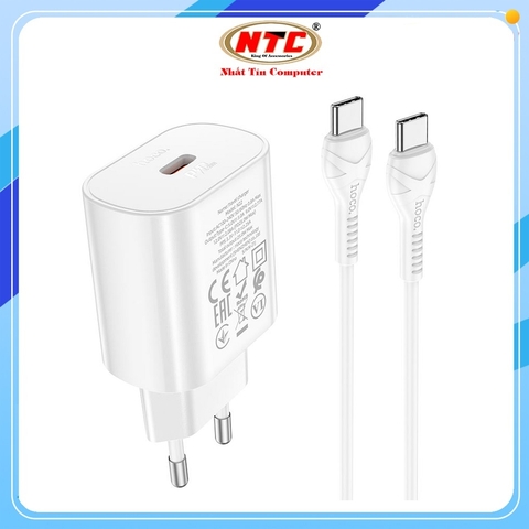 Cốc lẻ / Bộ cốc cáp sạc Hoco N22 TypeC to TypeC PD 25W, QC3.0 (Trắng)